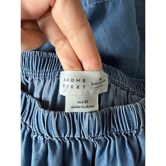 Kate Spade Broom Street Off-the-Shoulder Denim Top Blouse size XS Chambray - Picture 6 of 6